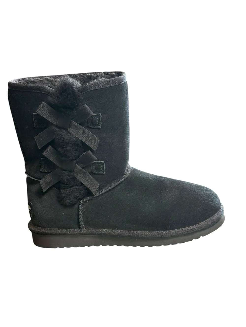 Koolaburra by UGG Black Faux Fur Bow Mid Boots Women’s US 8